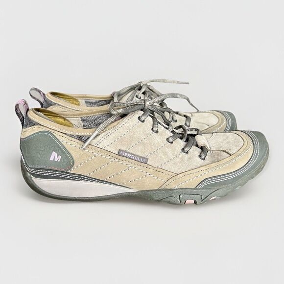 Merrell Shoes - Merrell Hiking Sneaker Trail Shoes Mimosa J68170 Beige Suede Lace Up Women’s 8.5